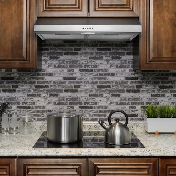 24 in. 58 CFM Convertible Under Cabinet Range Hood in Brushed Stainless Steel with 2 Carbon Filters and Push Button