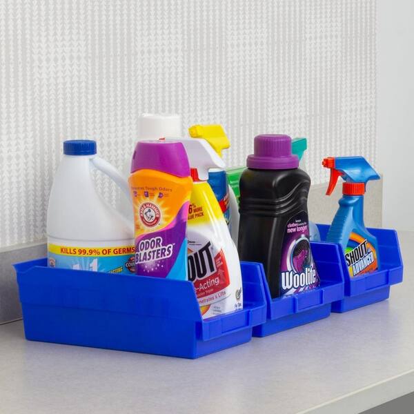 Akro-Mils - 30130 Series, 6 5/8 in. W x 11 5/8 in. D x 4 in. H, Blue Open Hopper Shelf Bins Storage Organizer System, 12-Pack