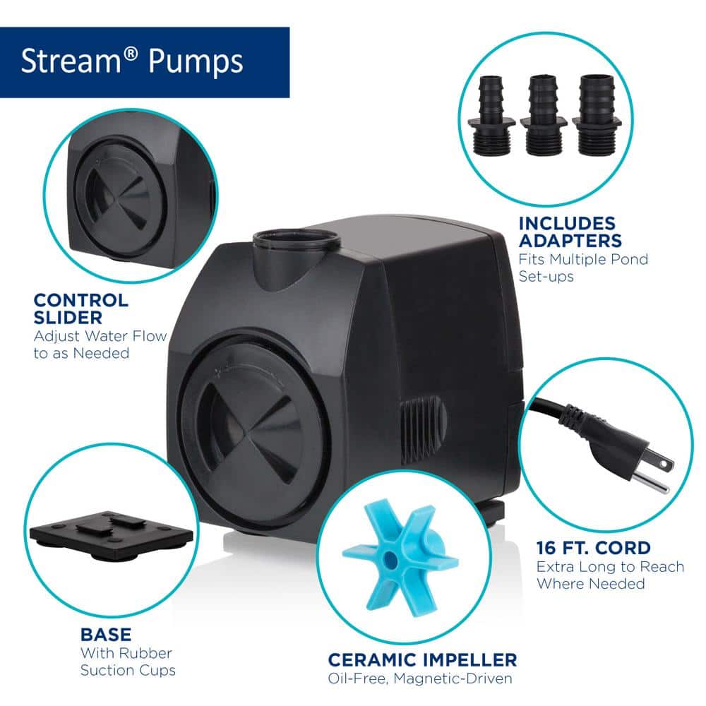 Black Submersible 400 GPH Fountain Stream Pump