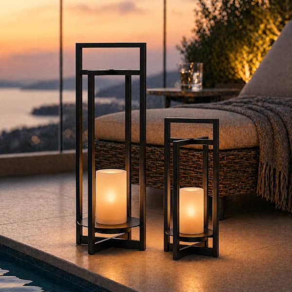 ALOA DECOR H24'' Large Solar-Powered Outdoor Lantern with
