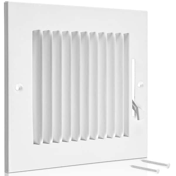 HOME INTUITION 8 in. x 6 in. 3-Way Air Vent Covers for Home Ceiling or Wall Grille Register Cover with Adjustable Damper, White