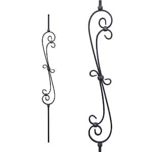 Stair Parts 44 in. x 1/2 in. Oil Rubbed Bronze Double Feather Scroll Iron Baluster for Stair Remodel