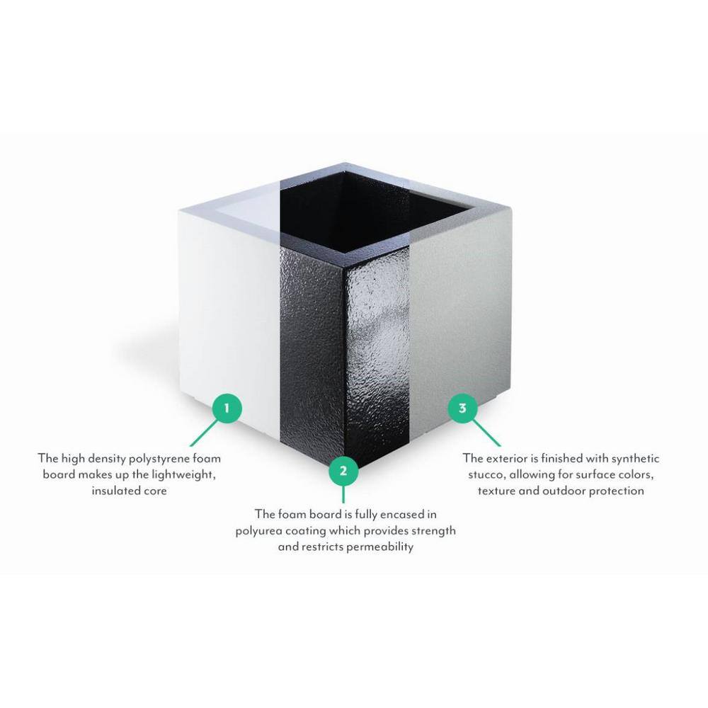 Gray Granite Square Polymer Outdoor Planter Box