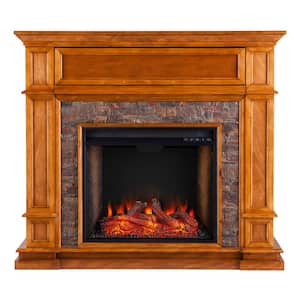 Ranson Alexa-Enabled 45.5 in. Electric Smart Fireplace with Faux Stone in Sienna