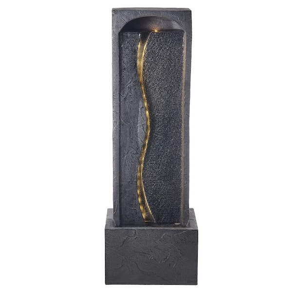 Outdoor Water Fountain,38.58 in. Height,Electric Resin Waterfall Fountain with 1-Tier Floor Standing Rock,2025 Upgrade