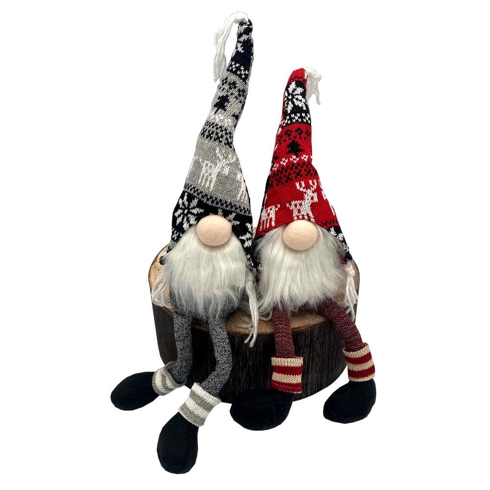 13 in. Christmas Gnomes Plush Ornament Home Decor (Set of 2)