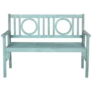 Piedmont 48.4 in. 2-Person Beach House Blue Acacia Wood Outdoor Bench