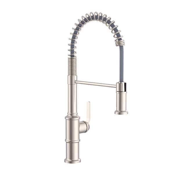 Kinzie Stainless Steel 22 in. Single Handle Pre-Rinse Spring Pull Down Sprayer Kitchen Faucet with 360-degree Swivel