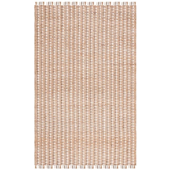 SAFAVIEH Natural Fiber Beige/Bleach 5 ft. x 8 ft. Woven Frayed Area Rug