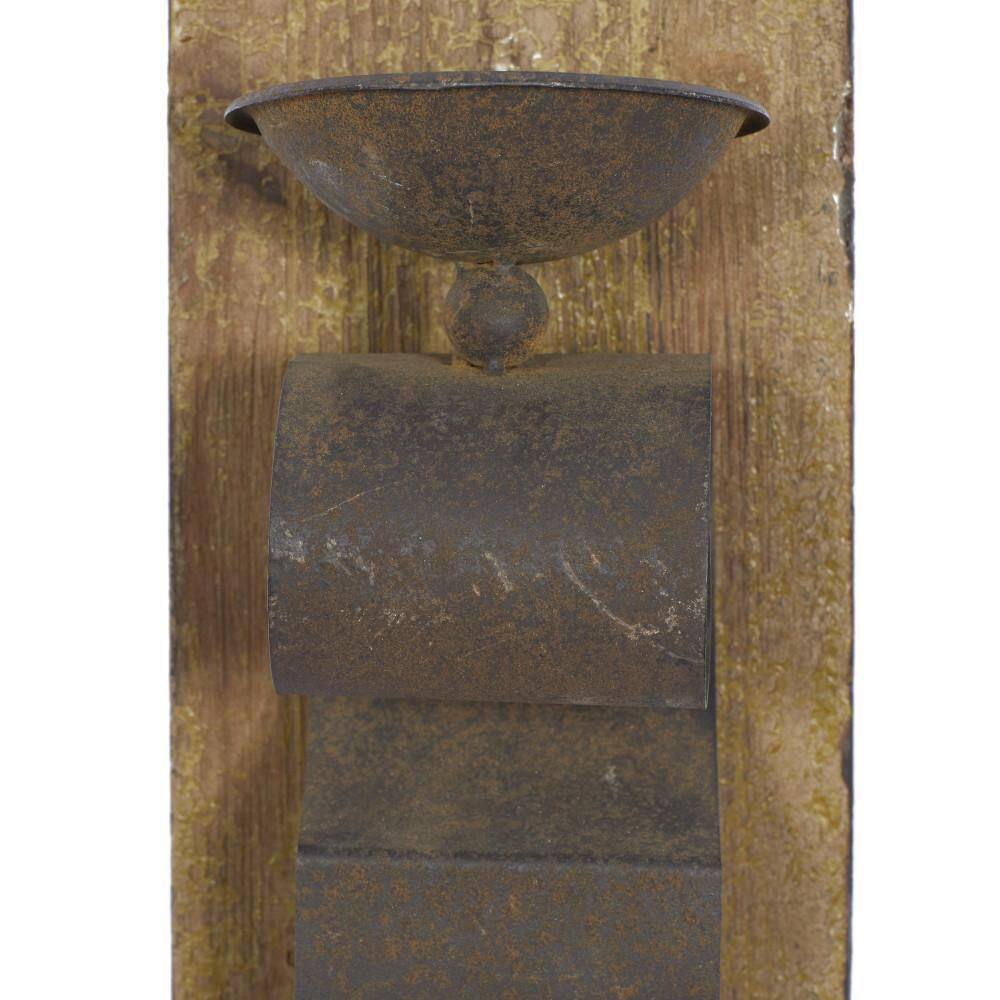 Rustic Distressed Wood & Metal Geometric Wall Sconce, Set of 2