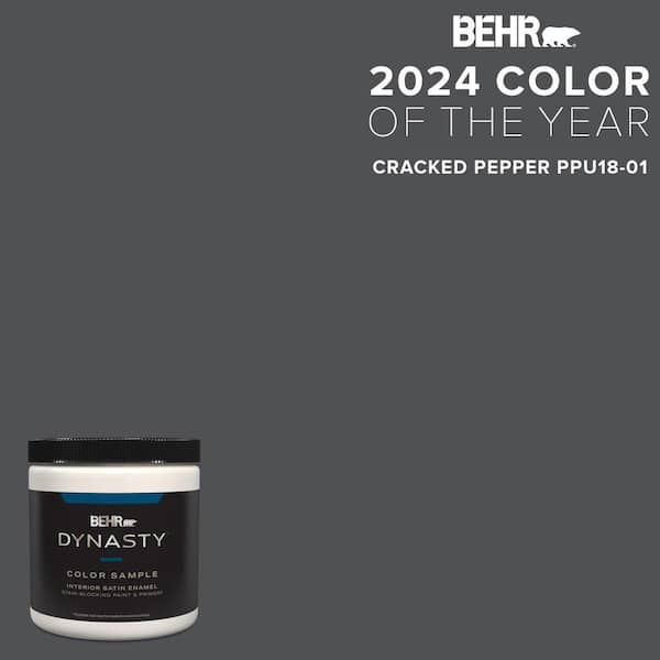 BEHR DYNASTY 8 oz. #PPU18-01 Cracked Pepper One-Coat Hide Satin Enamel Stain-Blocking Interior/Exterior Paint and Primer Sample