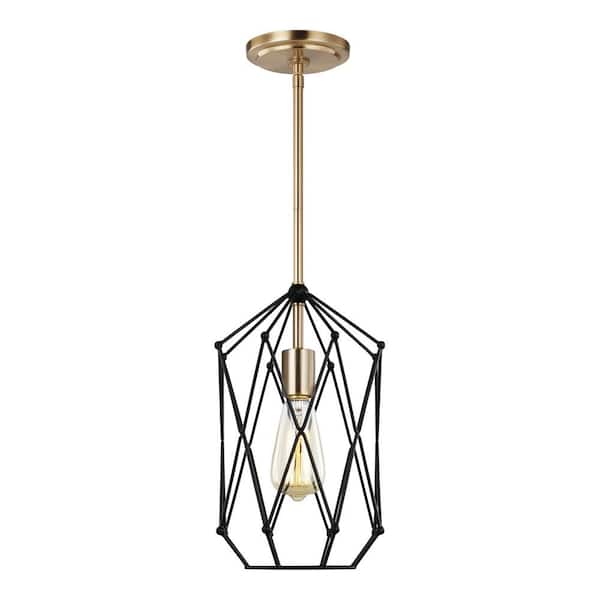 Zarra 1-Light Satin Brass Small Lantern Hanging Pendant Light