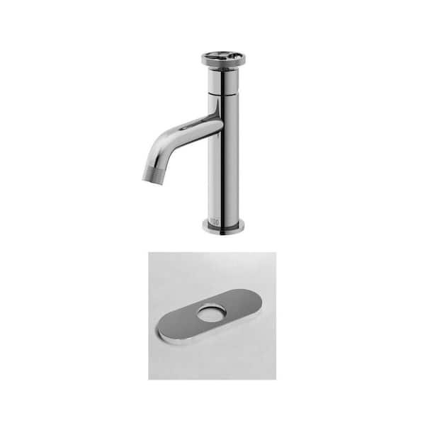 Cass Single Handle Single-Hole Bathroom Faucet in Chrome with 5.5 in. Hole Cover Deck Plate