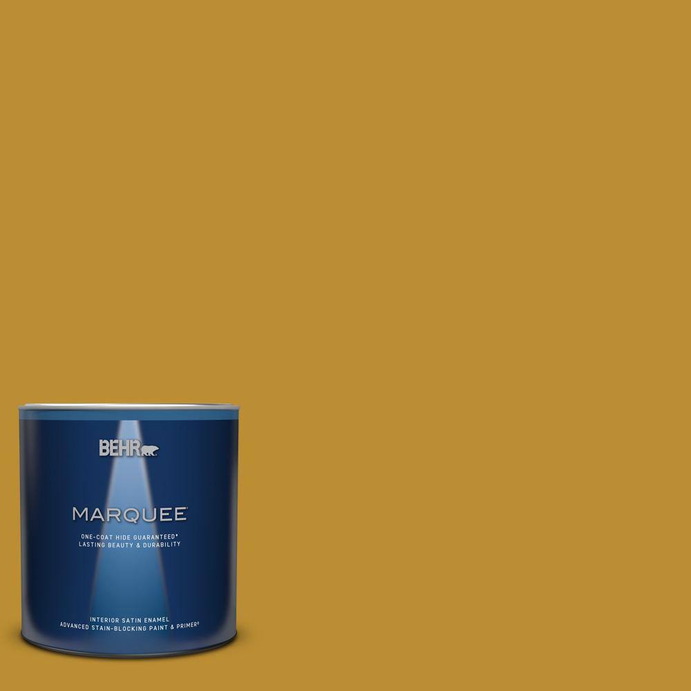 BEHR MARQUEE 1 qt. 360D7 Brown Mustard Satin Enamel Interior Paint