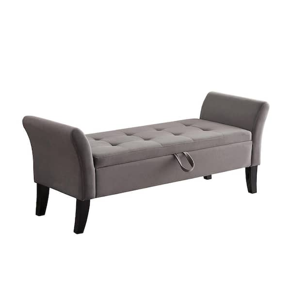 JAYDEN CREATION Telmo Contemporary Grey Velvet Wide Bench with Storage