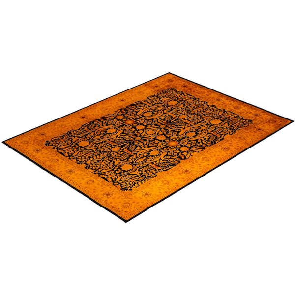 Fine Vibrance Black 9 ft. x 12 ft. Solid Wool Indoor Area Rug