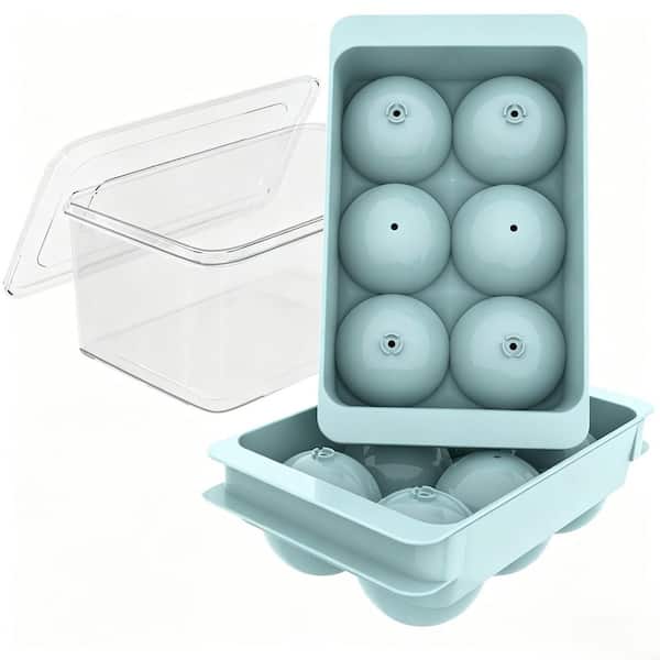 Blue Easy-Fill and Twist-Release Large Round Ice Cube Trays for Freezer (2-Pack)