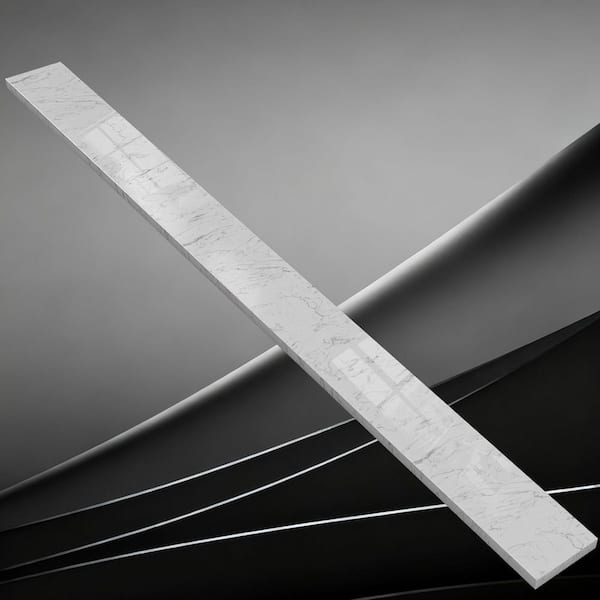 54 in. W x 4 in. H Engineered Stone Vanity Backsplash in Carrara White for Vanity Top,Window Sill,Door Transitions