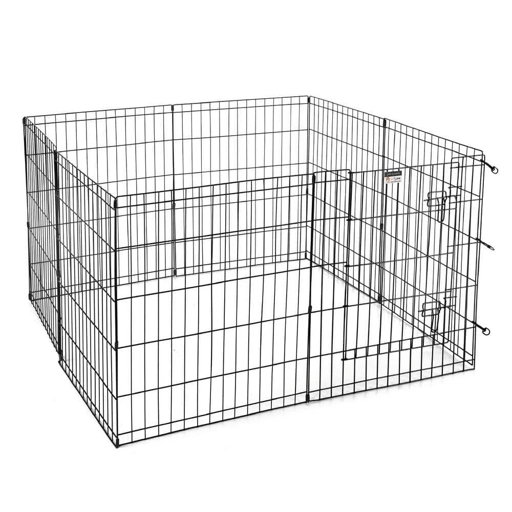 Black Heavy Gauge Metal Pet Playpen with Doggie Door