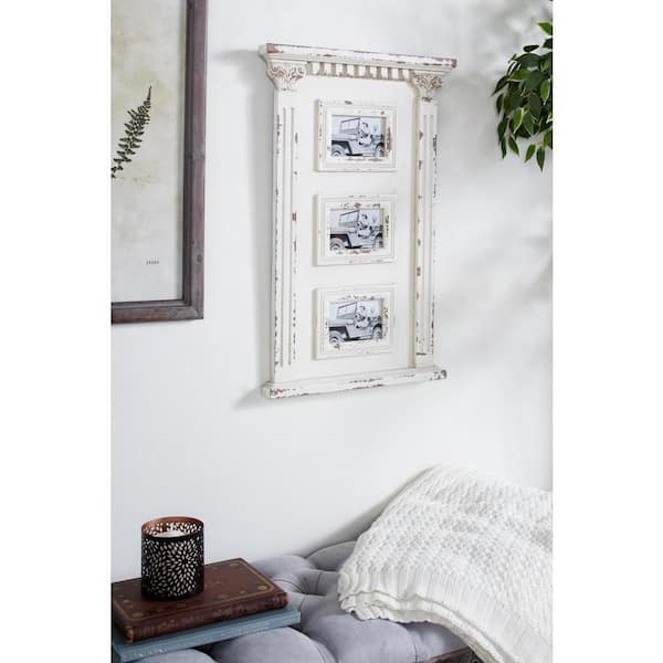 Litton Lane 4 in. x 6 in. White 3 Slot Wall Photo Frame