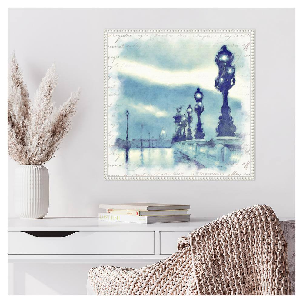Paris in Blue II White Framed Canvas Wall Art Print