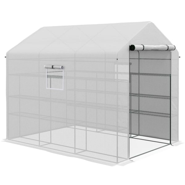95.25 in. x 70.75 in. x 84.75 in. Steel, PE White Greenhouse