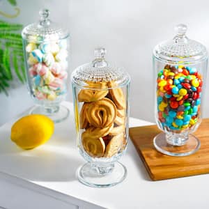 Wudkey 1-Piece Clear Glass 32 oz. Vintage Cookie Jars with Lid