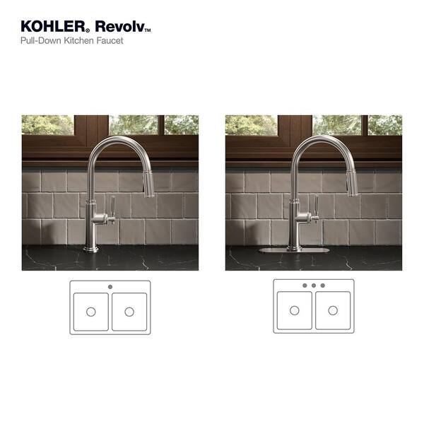 KOHLER Revolv Single Handle Pull Down Sprayer Kitchen Faucet in  display picture 1