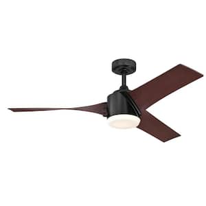 Evan 52 in. LED Matte Black Ceiling Fan with Light Fixture and Remote Control