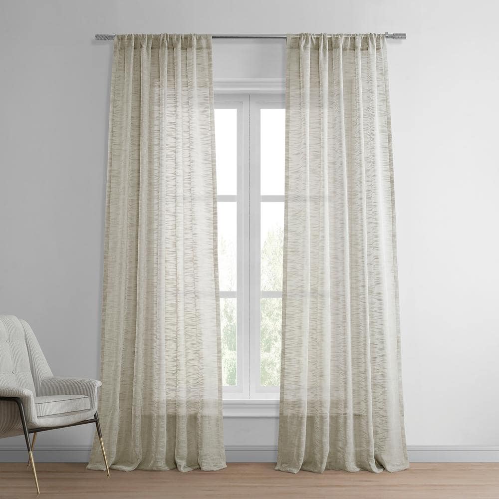 Exclusive Fabrics Furnishings Open Weave Natural Solid Rod Pocket Sheer Curtain 50 In W X 108 L 1 Panel Shlnch J0106 The