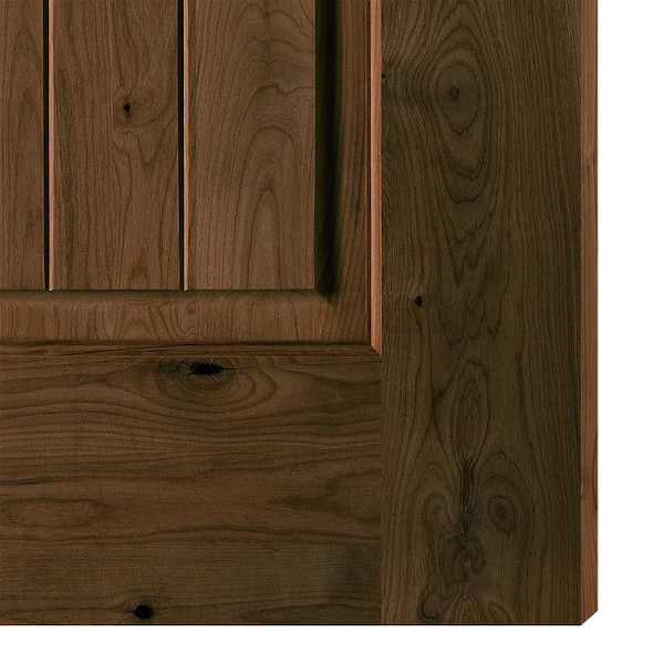 60 in. x 80 in. Rustic Knotty Alder 2-Panel Arch Top VG Both Active Espresso Stain Wood Double Prehung Interior Door