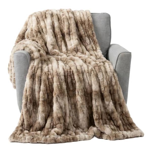 Lavish Home Oversized Silver Faux Fur Blanket - 60 x 80 in. Ruched