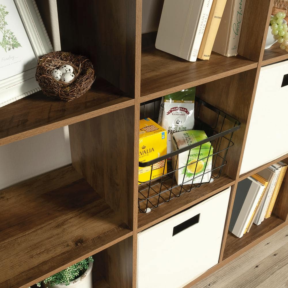 43.819" 9 Cube Organizer Storage Cube Rural Pine - Sauder: Laminated MDF, Adjustable Shelves
