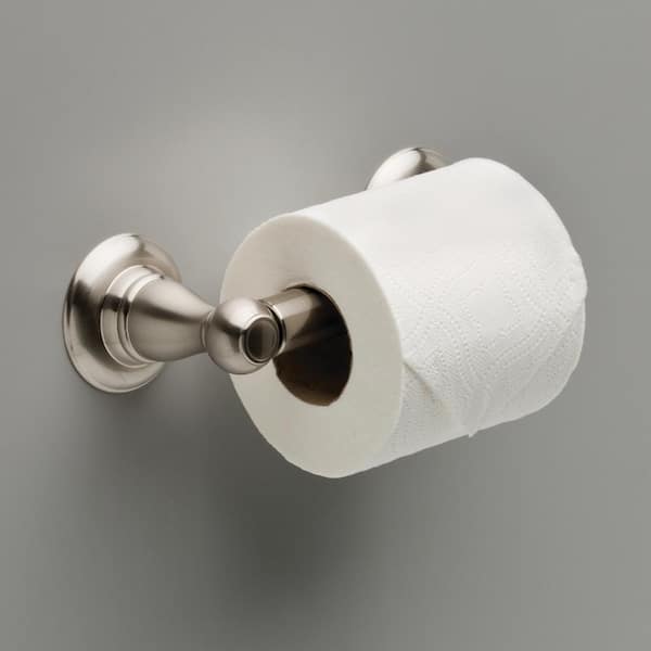 Porter Wall Mount Spring-Loaded Toilet Paper Holder Bath Hardware Accessory in Brushed Nickel