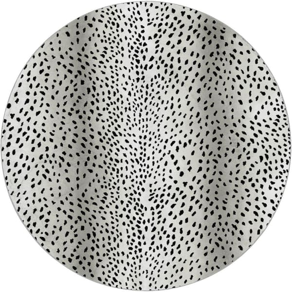 Dream Shag Premium Machine Washable Abstract ADS44 Pearl 8 ft. x 8 ft. Round Rug