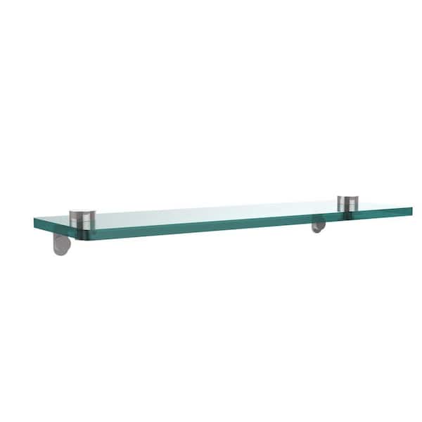 Allied Brass 16 in. L x 2 in. H x 5 in. W Clear Glass Vanity Bathroom Shelf in Polished Chrome