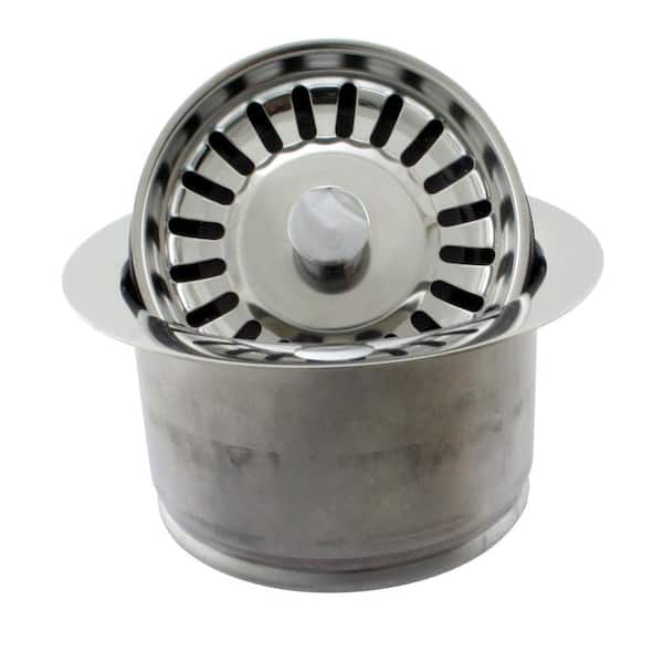 Westbrass 4-1/4 in. Brass Extra-Deep Disposal Flange and Stopper for Disposal in Polished Chrome