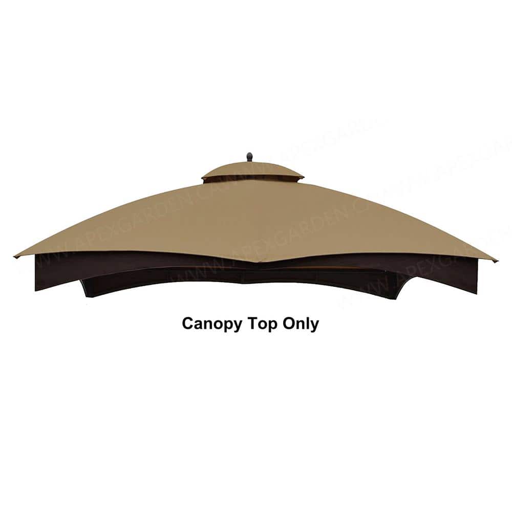 Tan and Brown Polyester Rectangular Gazebo Replacement Canopy