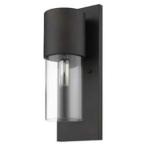 Cooper 1-Light Oil-Rubbed Bronze Outdoor Wall Lantern Sconce With Clear Glass