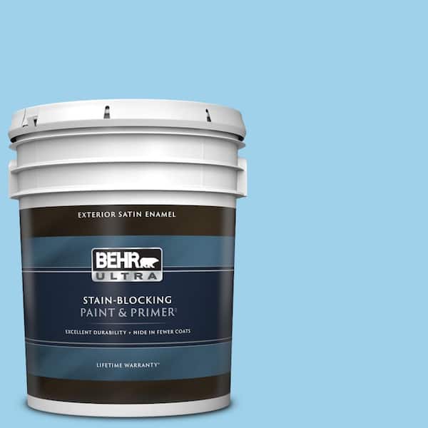 BEHR ULTRA 5 gal. #P500-3 Spa Blue Satin Enamel Exterior Paint & Primer