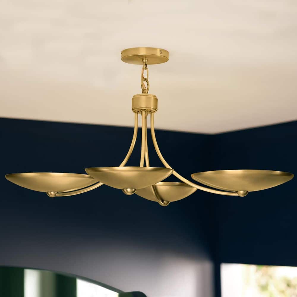 Palmela 32 in. 4-Light XL Convertible Chandelier in Lacquered Brass price history on PriceWatchPro