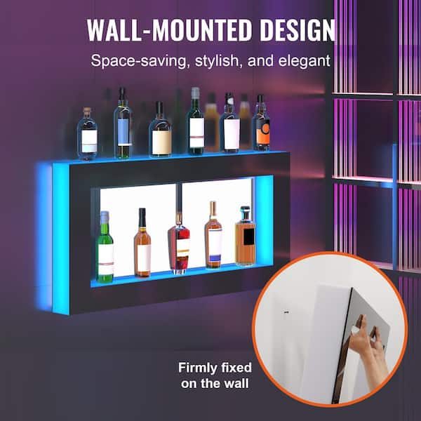 Kegworks wall mounted led lighted liquor bottle shelf sale