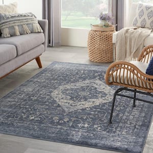 Malta Navy 5 ft. x 8 ft. Traditional Area Rug