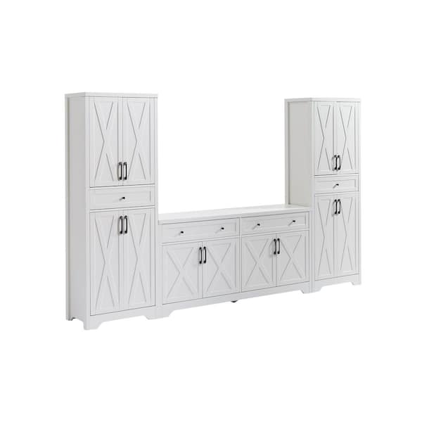 68 in. High White Multifunctional Sideboard-Storage for Home and Office (23.7 in. L x 15.0 in. W x 68 in. H)
