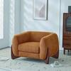 CHRISTOPHER KNIGHT HOME Irlas Modern Club Chair Boucle Fabric Upholstered Solid Wood Armchair, Caramel 122408