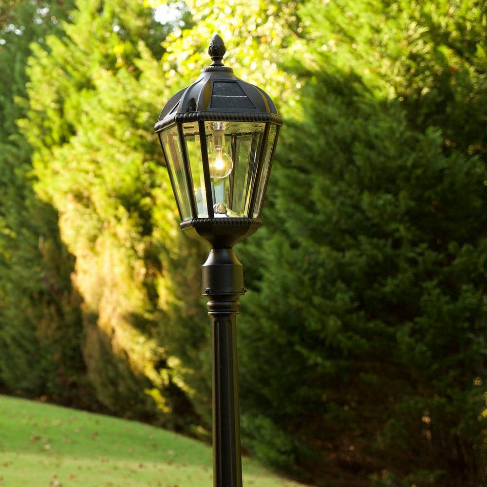 87-Inch Black Cast Aluminum LED Solar Lamp Post
