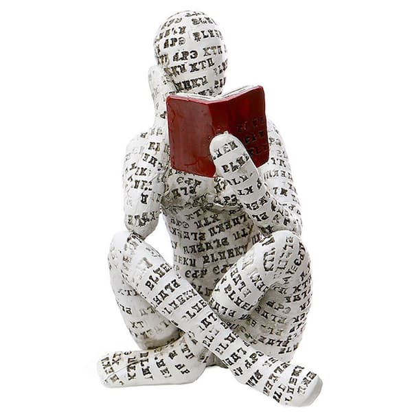 Afoxsos White 3 in. x 4.3 in. Statue Resin Abstract Decor Modern Abstract Decoration on Shelf Table Desk for Living Room Office