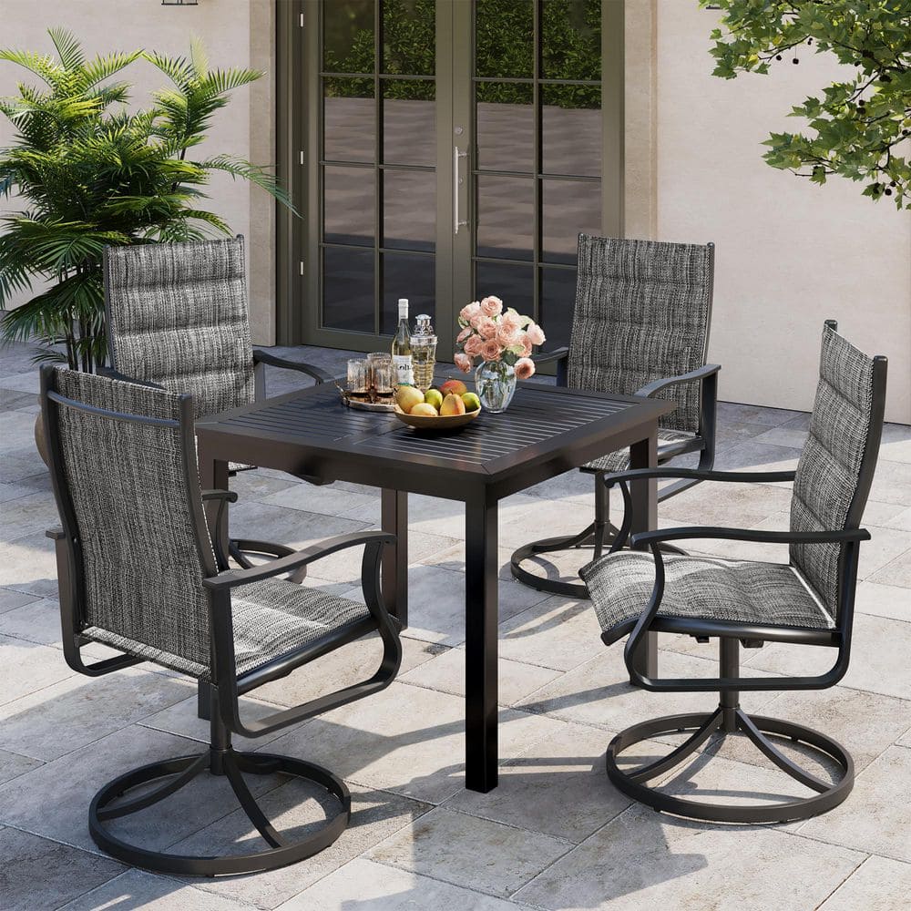 Padded Textilene 360° Swivel Rocking Outdoor Dining Chair (Set of 4) price history on PriceWatchPro