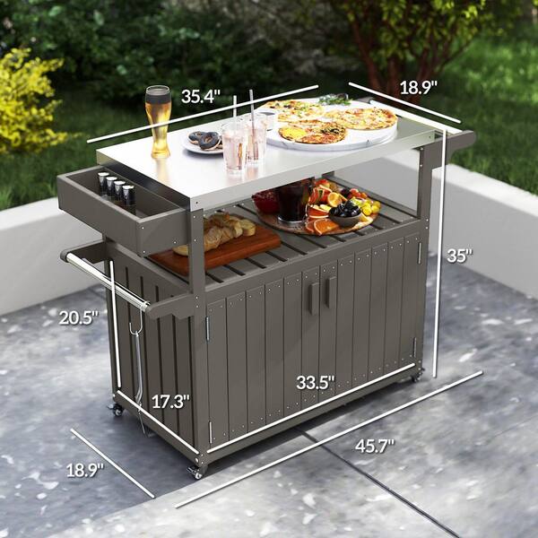 Outdoor Storage Cabinet Bbq Food Prep Table Outsunny Stainless