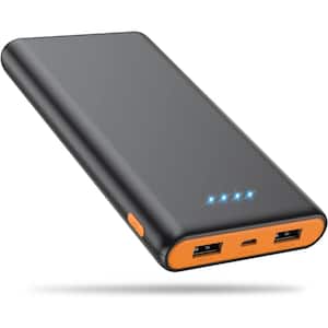 25800mAh Newest Intelligent Controlling IC Portable Power Bank Fast Phone Charging, Black-Orange